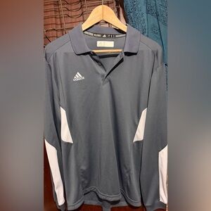 Men’s Adidas Long Sleeve Collared Athletic Shirt Size Large